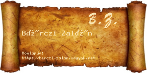 Bérczi Zalán névjegykártya
